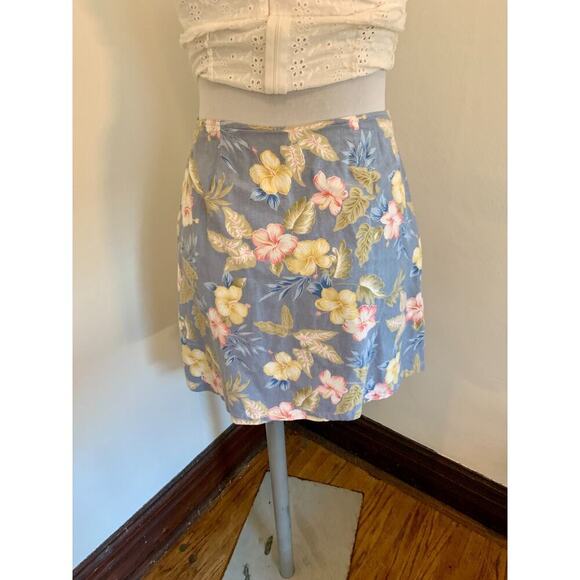 Jennifer Moore VTG y2k 90s 2000s Floral Wrap Skort Tie Skirt Tropical 6 Cotton - Picture 4 of 16